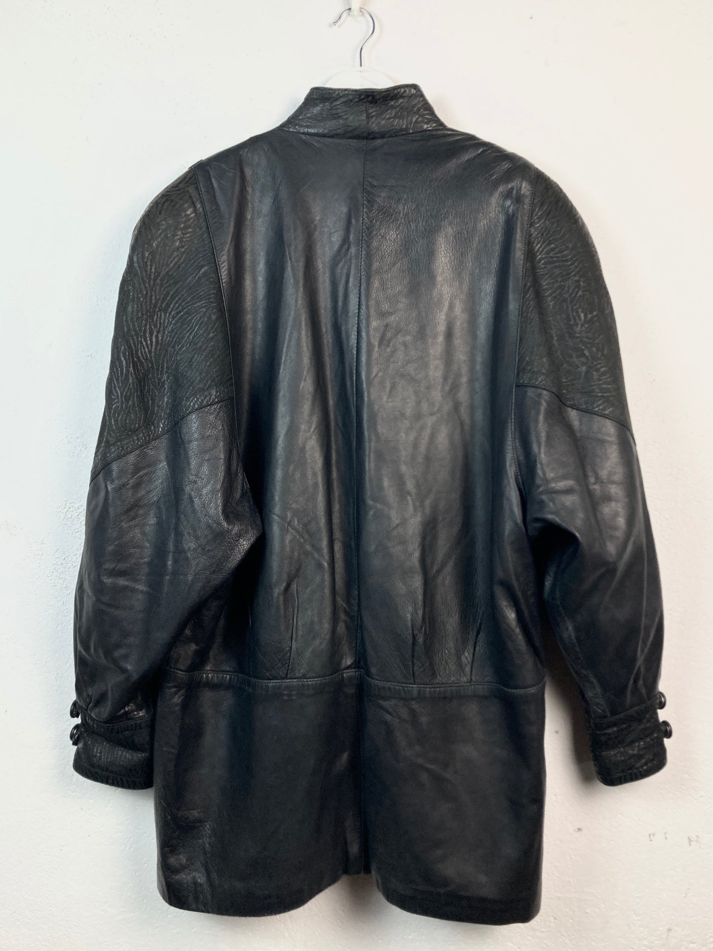 VINTAGE 80s TEXTURED GENUINE LEATHER JACKET