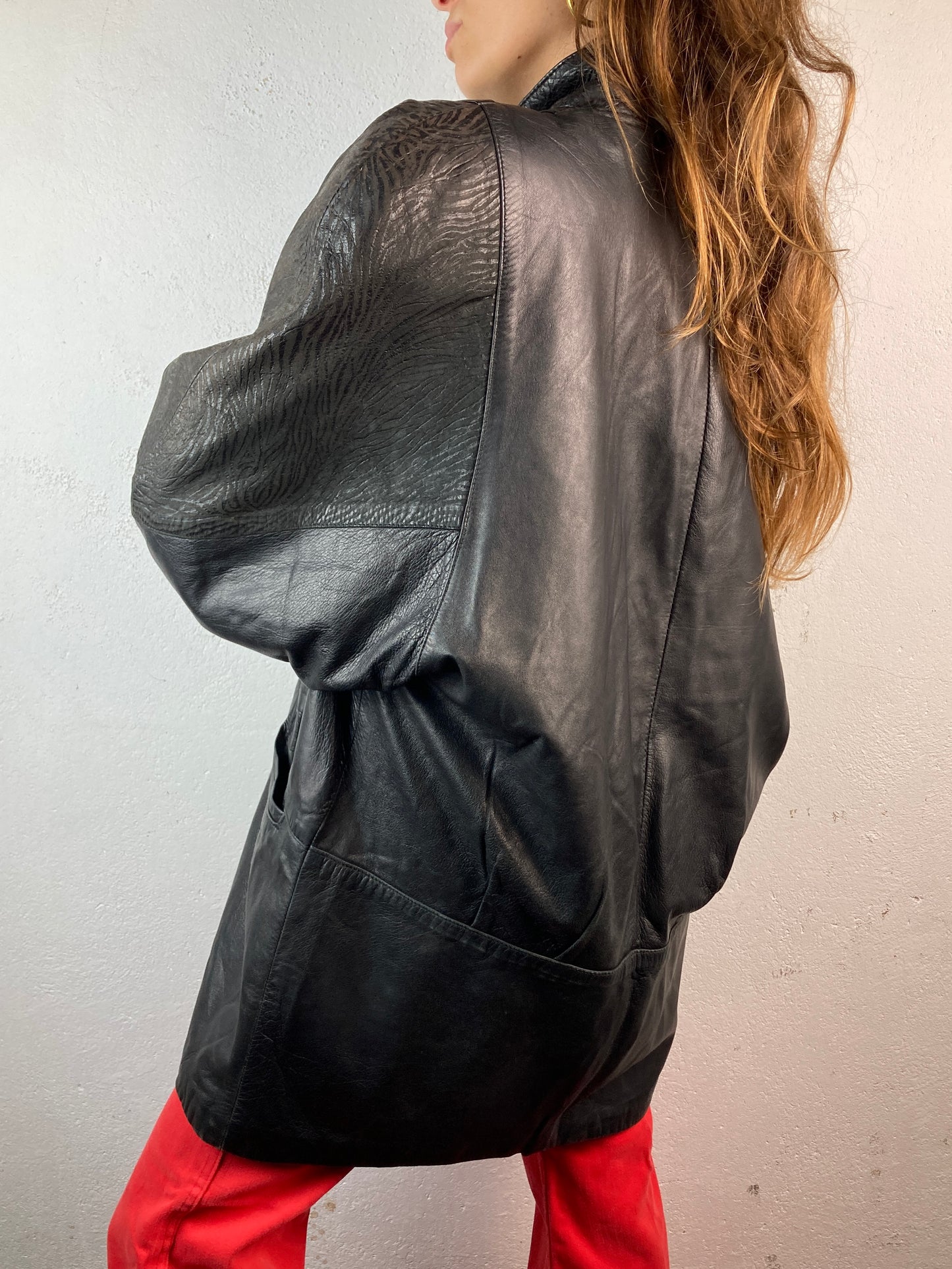 VINTAGE 80s TEXTURED GENUINE LEATHER JACKET