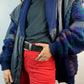 VINTAGE 80s KNITTED LEATHER BOMBER JACKET