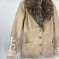 VINTAGE 00's EMBROIDERED FAUX FUR SHERPA BLAZER