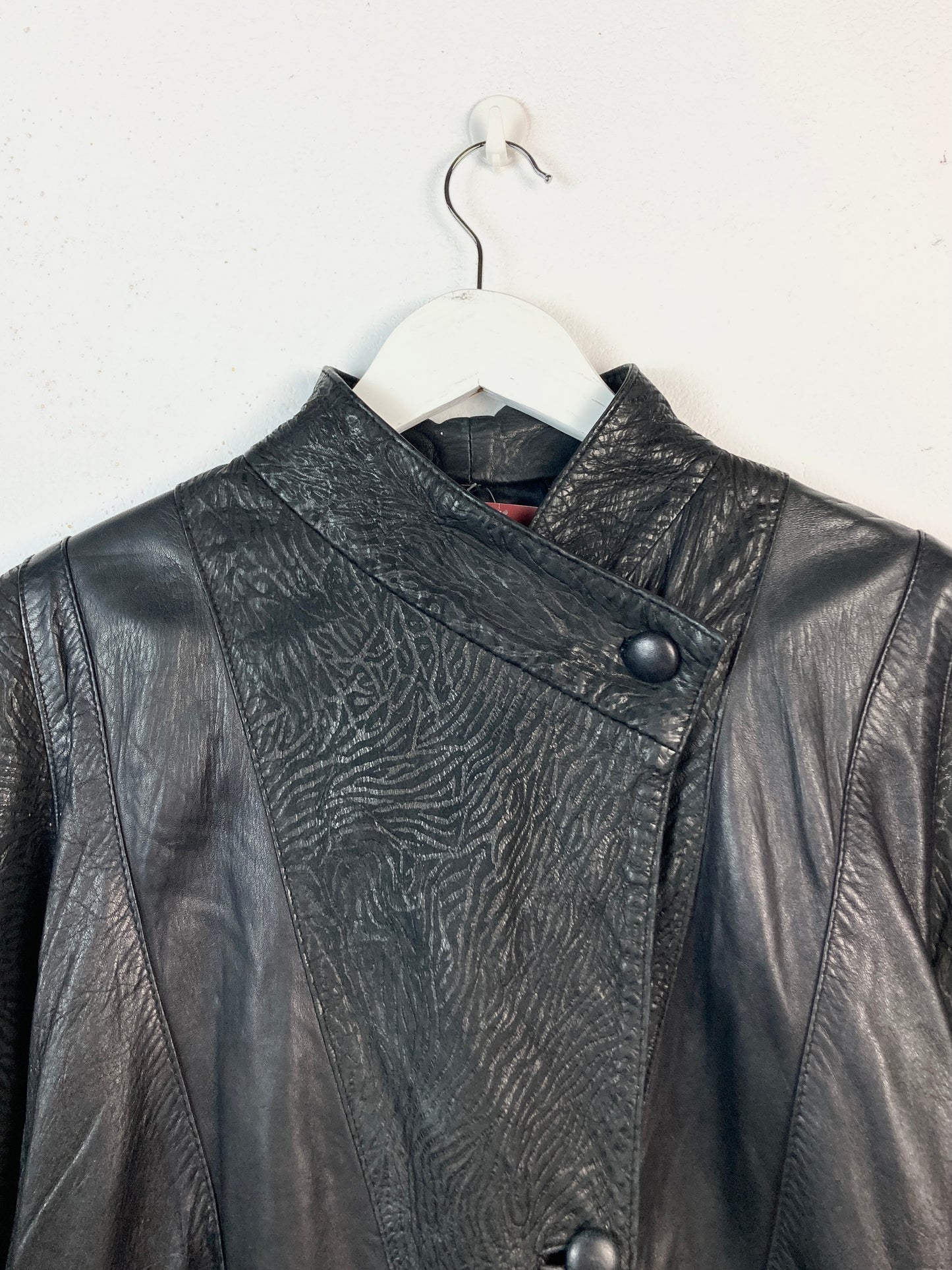 VINTAGE 80s TEXTURED GENUINE LEATHER JACKET