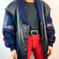 VINTAGE 80s KNITTED LEATHER BOMBER JACKET