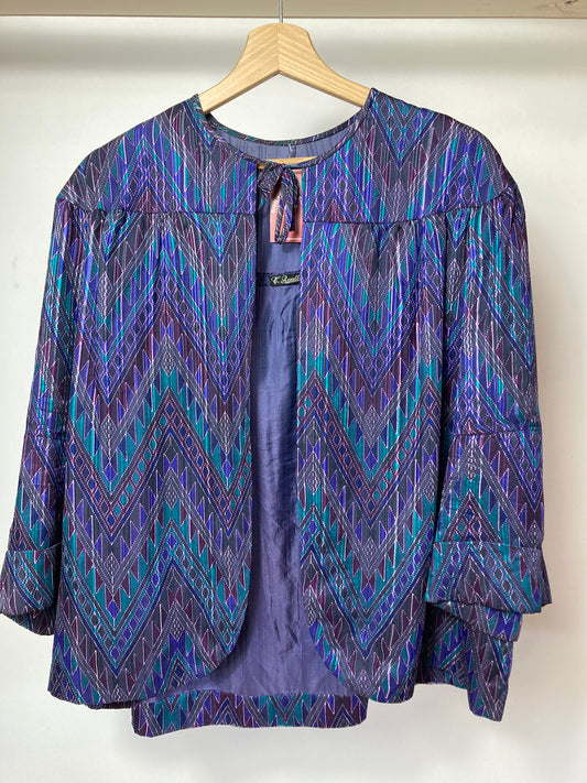 VINTAGE 60s NAVAJO PATTERN SILK JACKET-BLOUSE