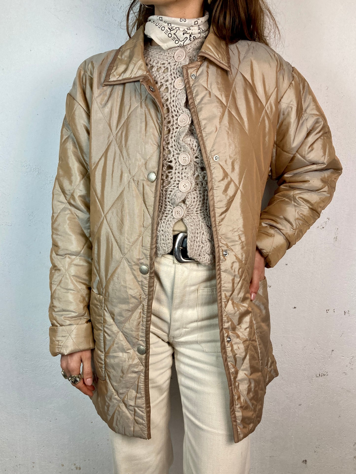 VINTAGE y2k PEARLED QUILTED JACKET