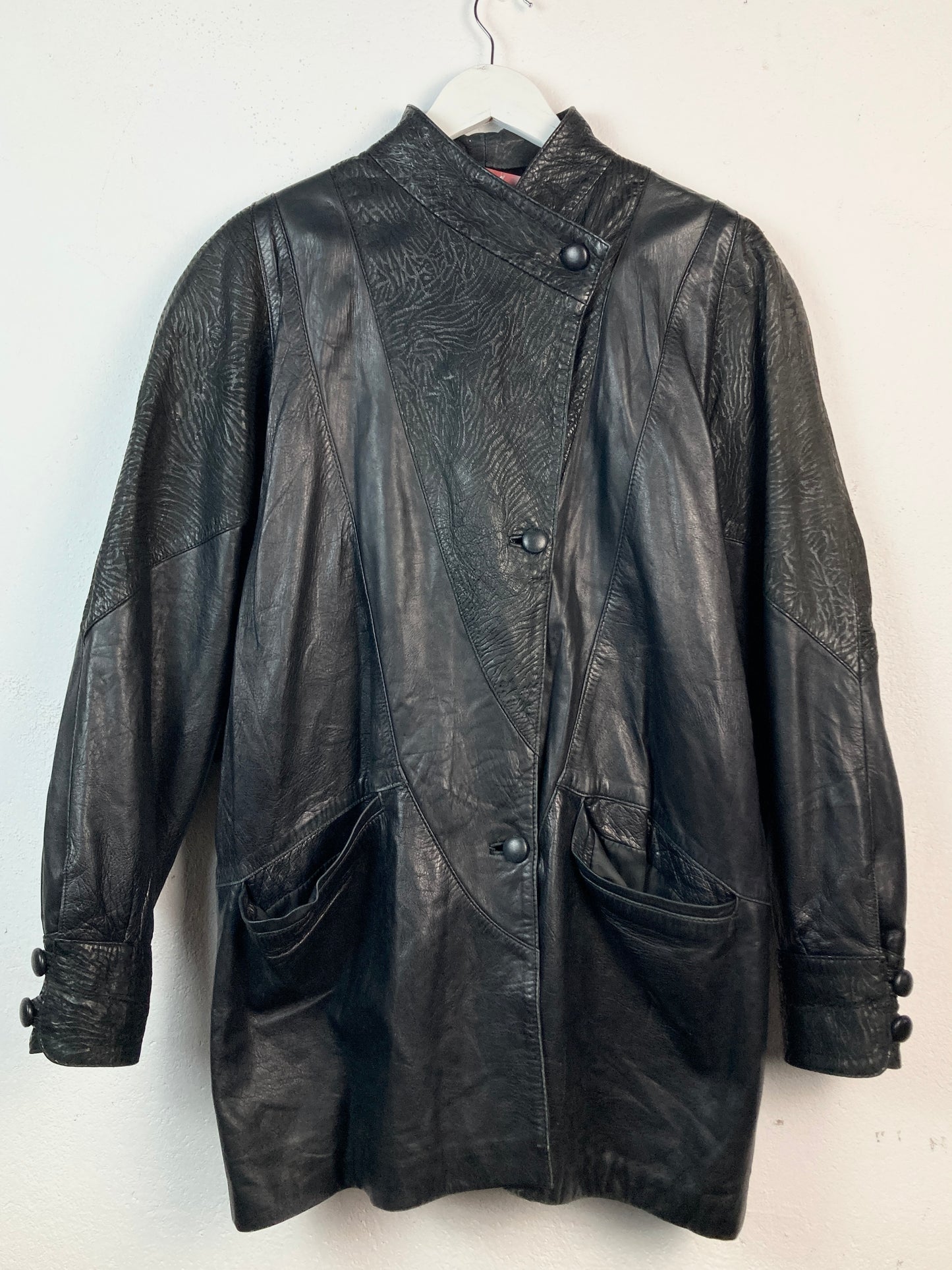 VINTAGE 80s TEXTURED GENUINE LEATHER JACKET