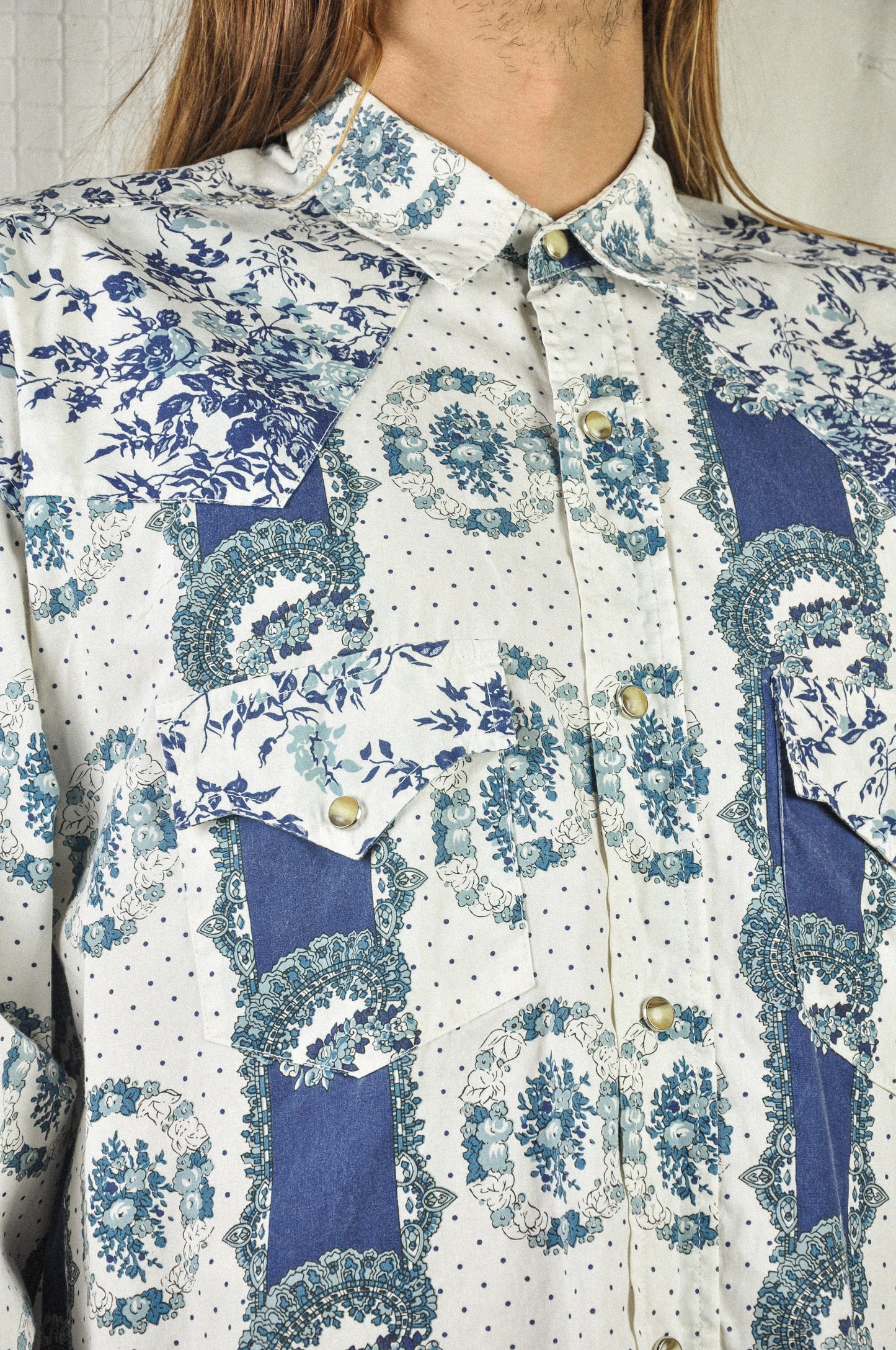 VINTAGE 90's COTTON WESTERN FLORAL LONG SLEEVE SHIRT