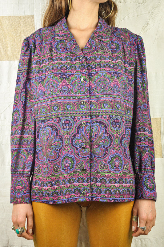 VINTAGE 70's ETHNIC PAISLEY BLOUSE