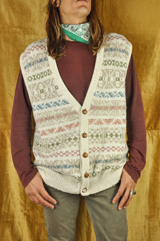 VINTAGE ETHNIC KNITTED WOOL LONG VEST