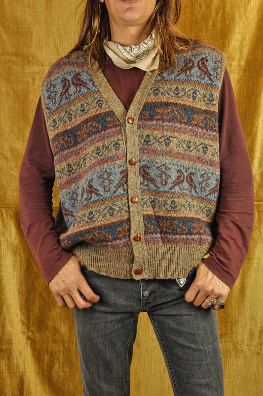 VINTAGE PURE WOOL KNITTED VEST