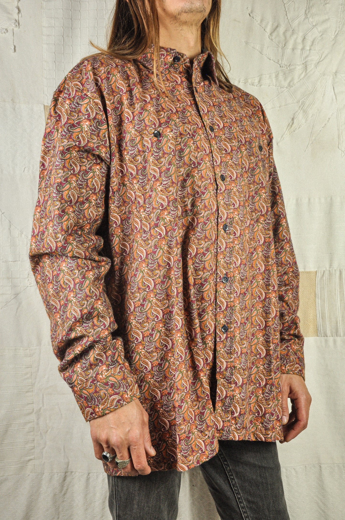 VINTAGE 90's DEADSTOCK SOFT FLANNEL PAISLEY LONG SLEEVE SHIRT