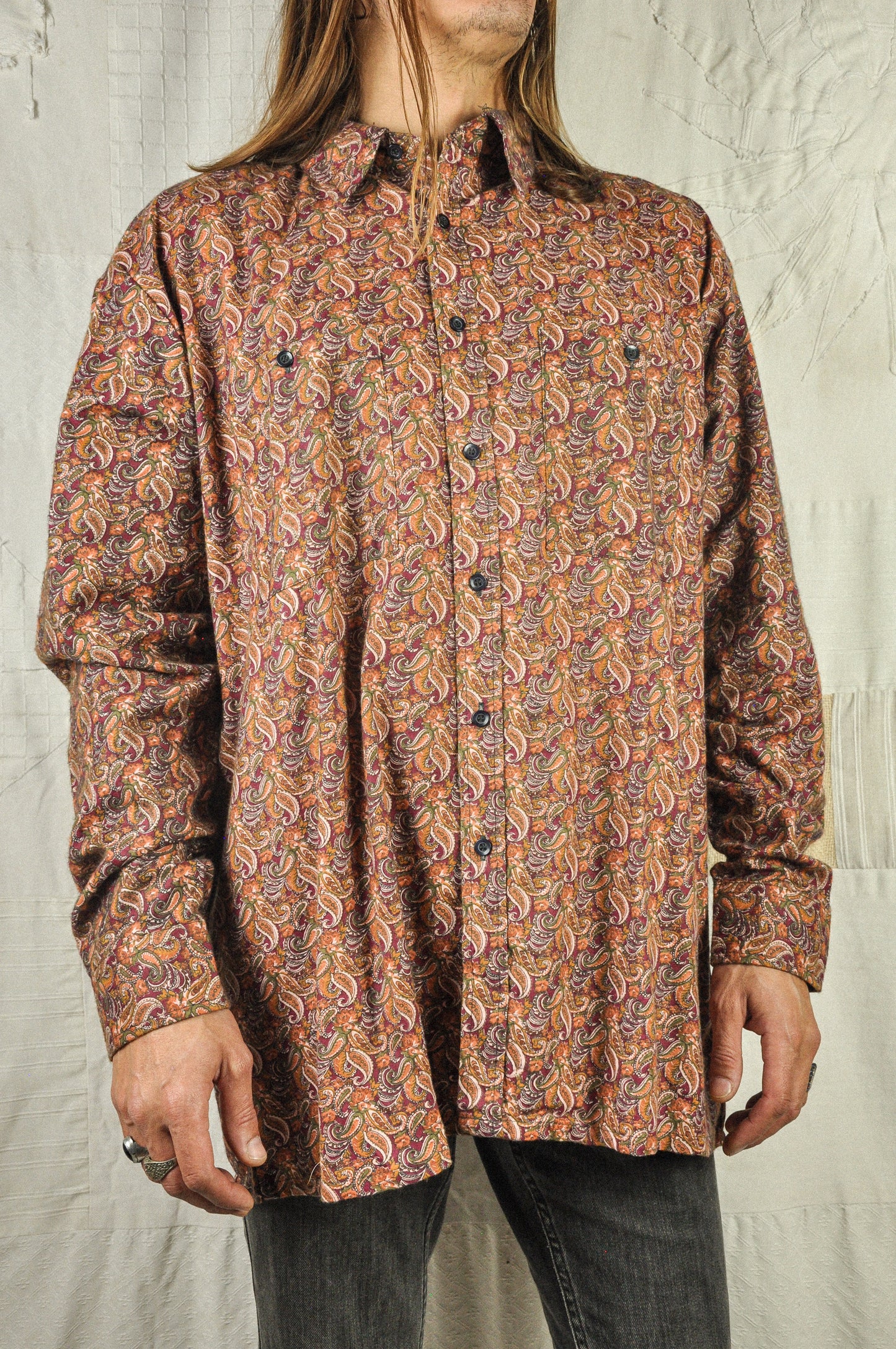 VINTAGE 90's DEADSTOCK SOFT FLANNEL PAISLEY LONG SLEEVE SHIRT