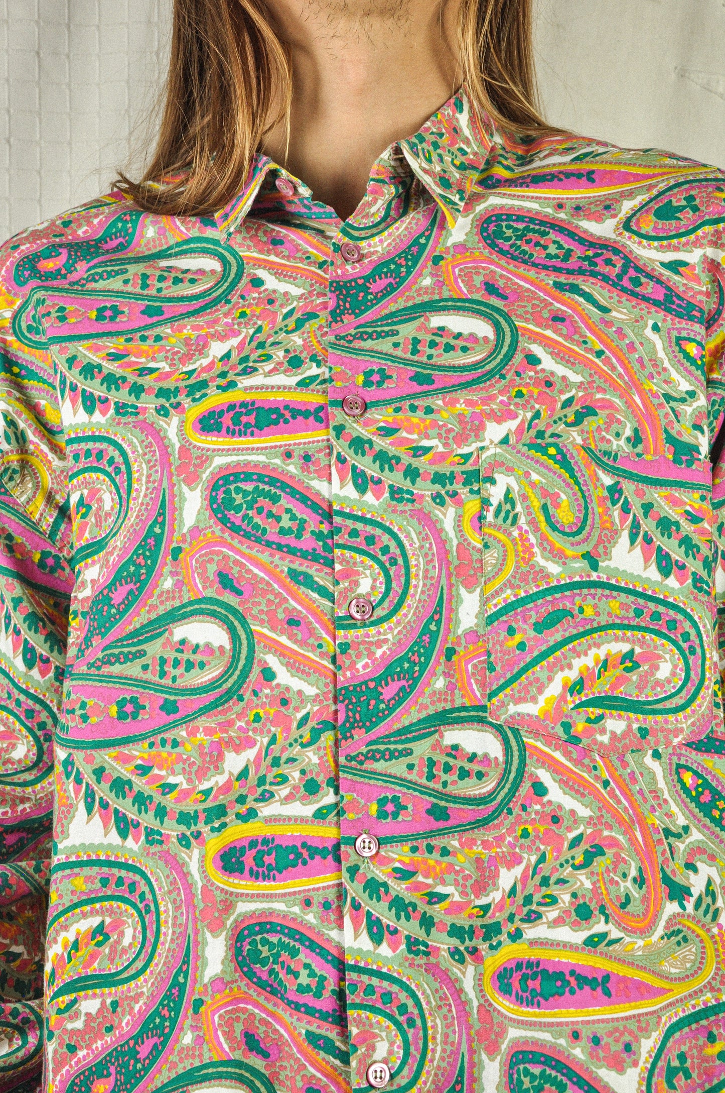 VINTAGE 90's COTTON PSICHEDELIC PAISLEY LONG SLEEVE SHIRT